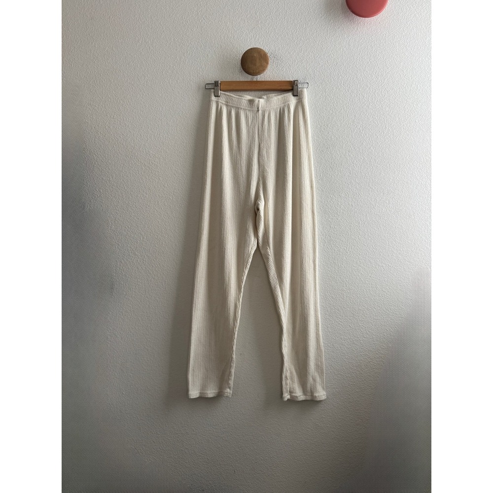 American Vintage Cream Rib Knit Elastic Waist Lounge Pants Womens Small